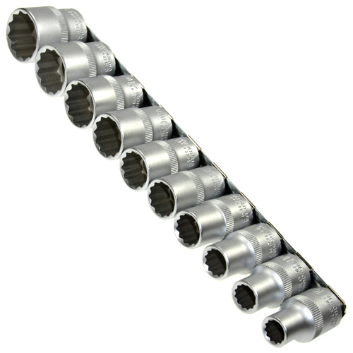 Steckschlüsseleinsätze 12 kant 1/2" VIELZAHN Nuss 10-24 mm Stecknuss Satz 10 tlg