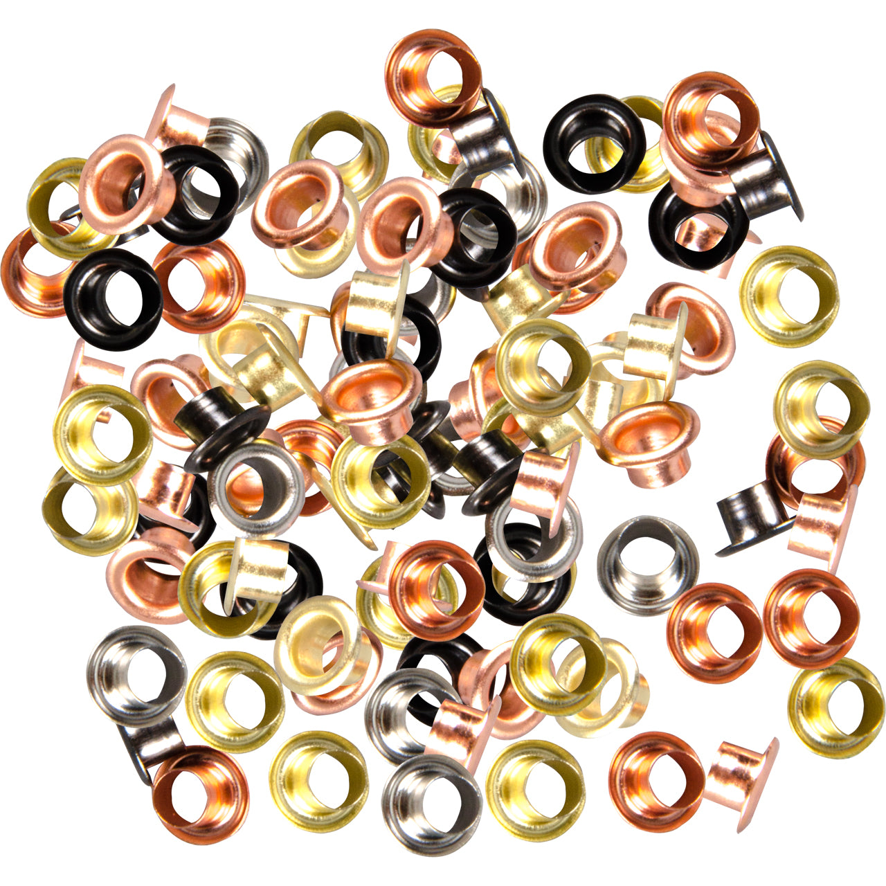 Bunte Ösen (Eyelets) Nieten aus Eisen (vernickelt) für Ösenzange Ø 5 mm 100-tlg,