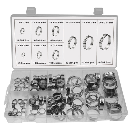 90 x Edelstahl Einohrschlauchschellen Leitungsschelle Schlauchklemmen 5.8-24.1mm