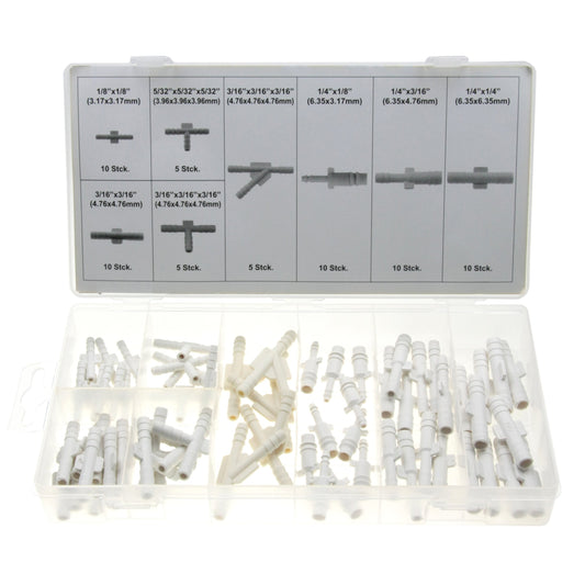 Schlauchverbinder Sortiment / Vakuum-Verbinder GERADE T-Form und Y-Form 65-tlg.